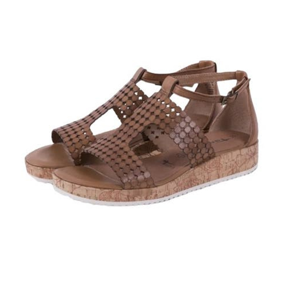 Tan Brown Comfort Sandals with Ankle Strap